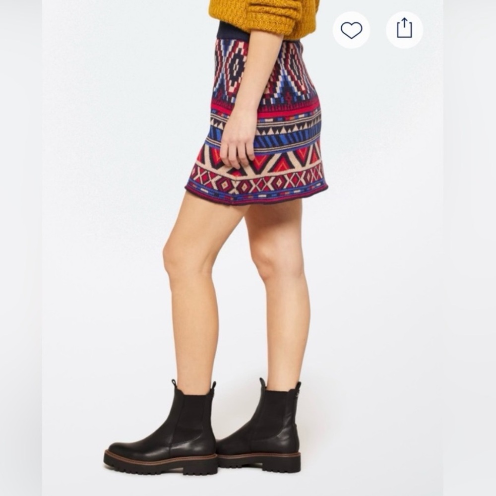 Farm Rio Ainika Tapestry Sweater Skirt Geo Boho Knit M